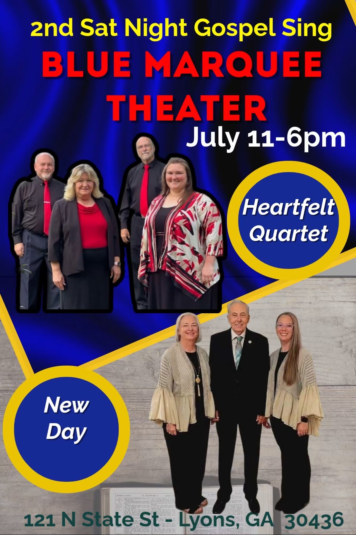 July 11--Saturday Night Gospel Sing in Lyons! 