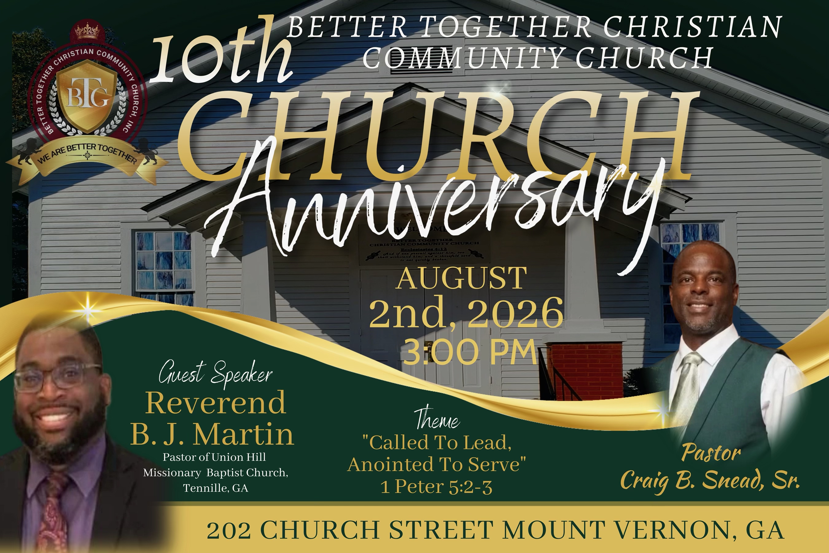 August 2--Church Anniversary in Mt. Vernon