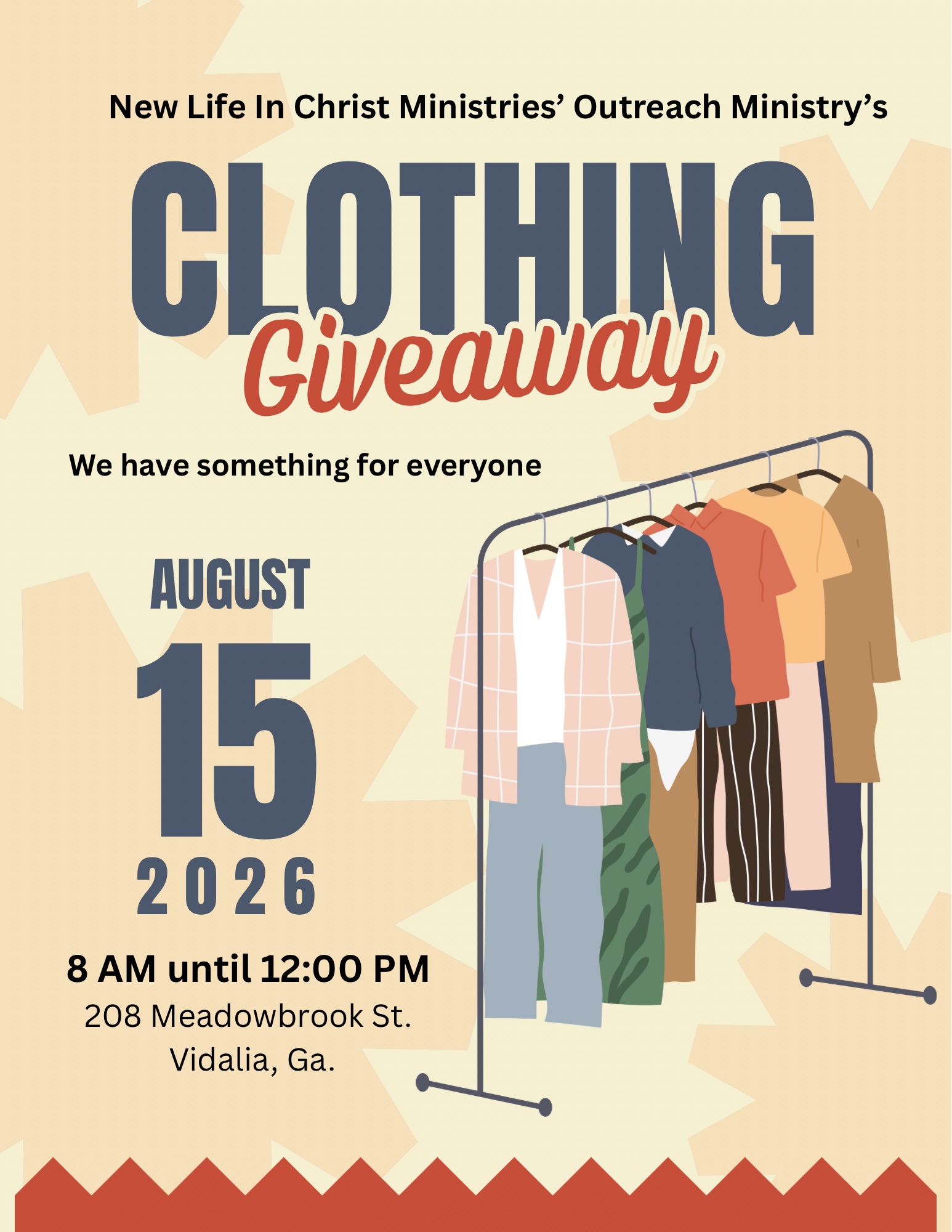August 15--FREE Clothing Giveaway in Vidalia