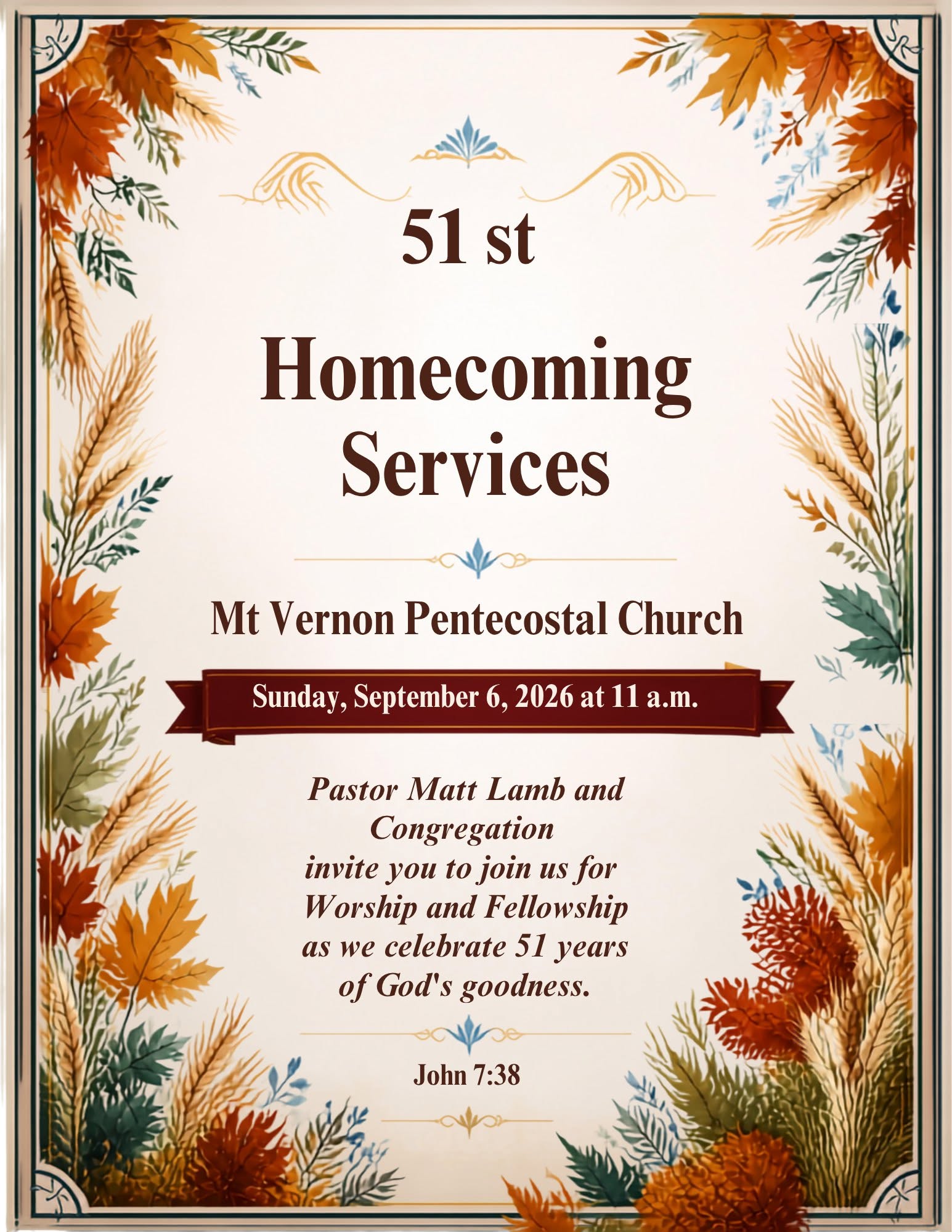 September 6--Homecoming Services
