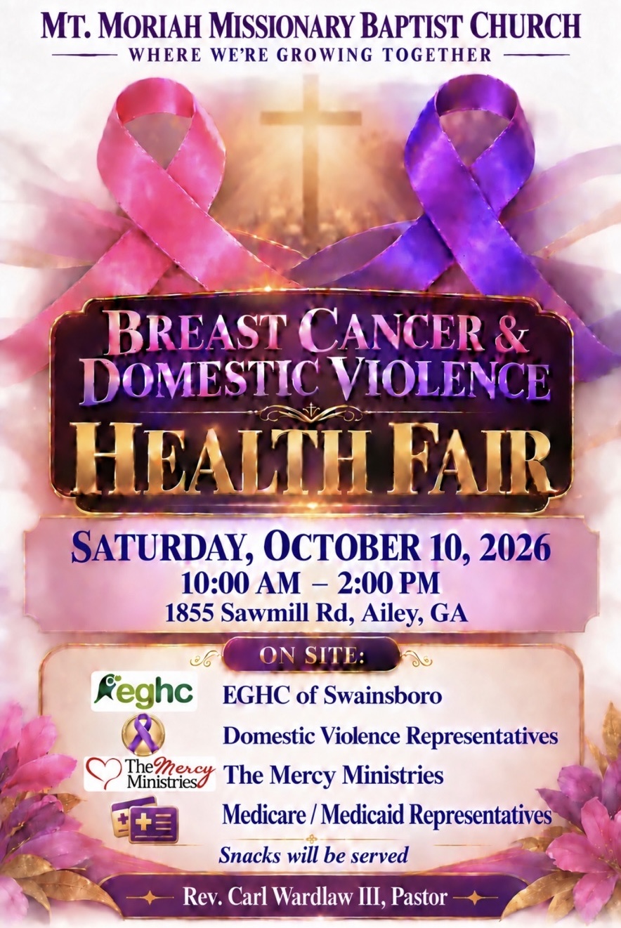 October 10--Church Health Fair in Ailey