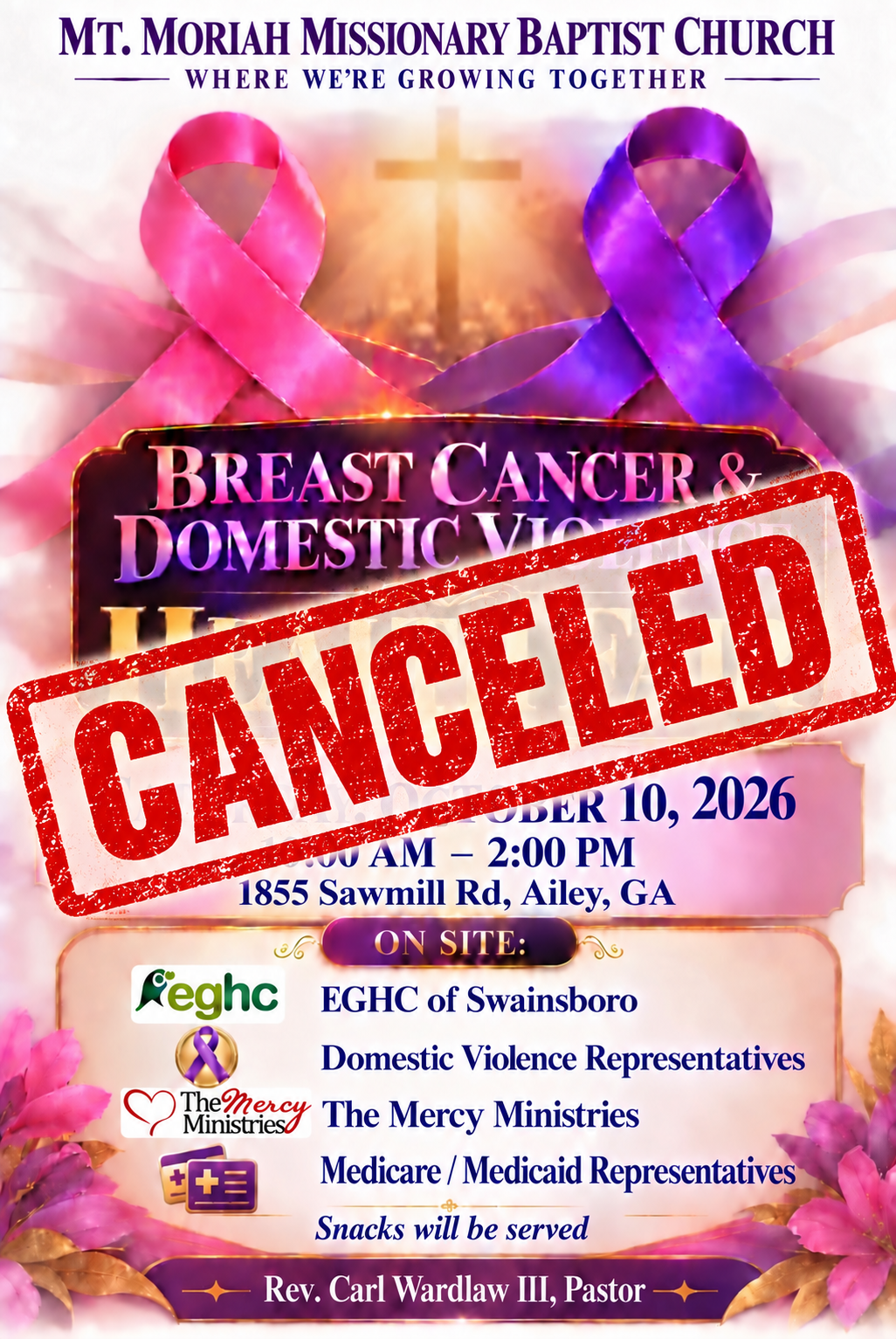 October 10--UPDATED: Church Health Fair in Ailey has been canceled 