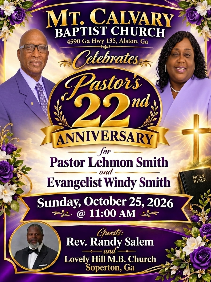 October 25--Pastor's Anniversary in Alston