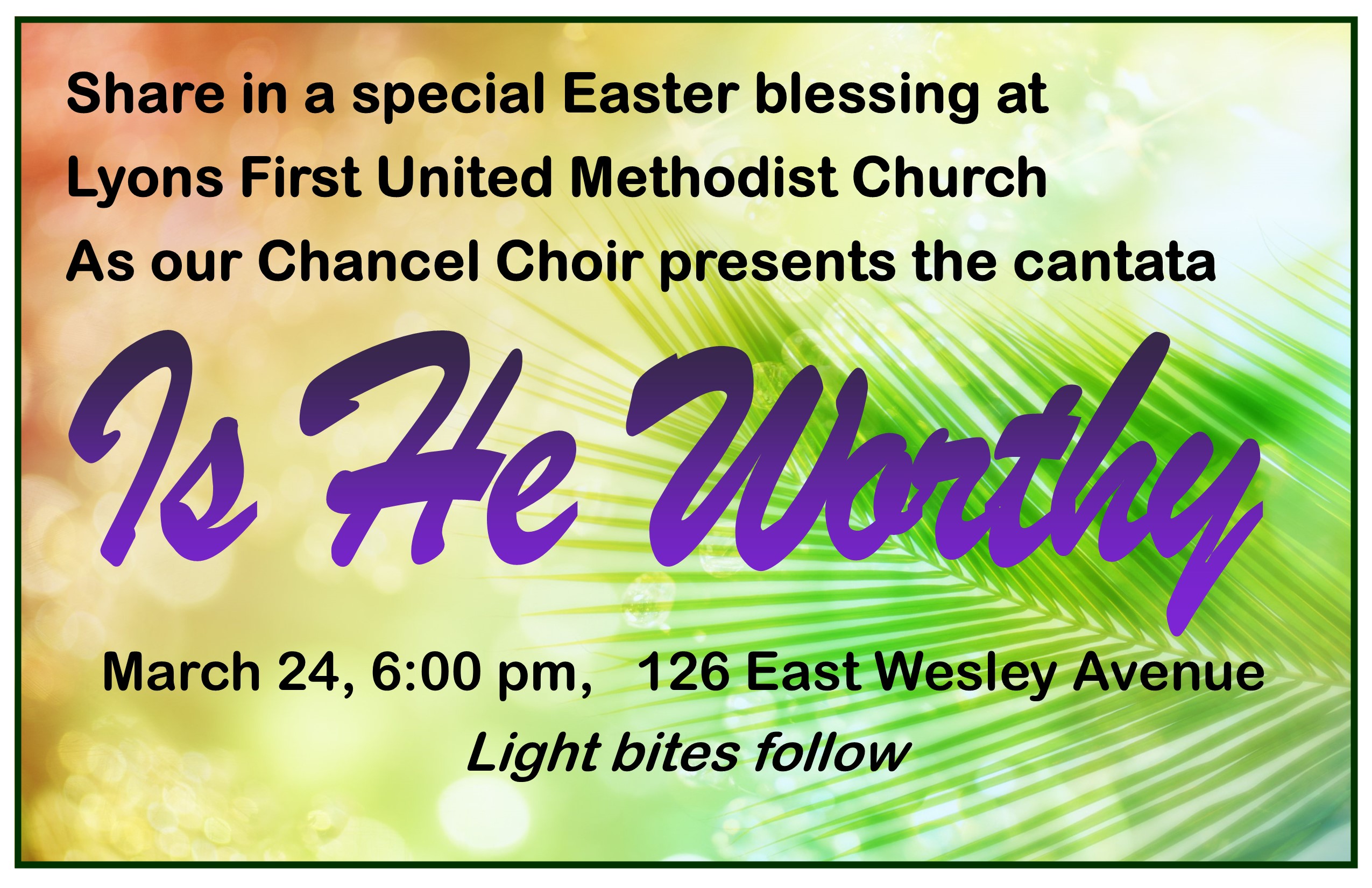 March 24--Easter Cantata in Lyons