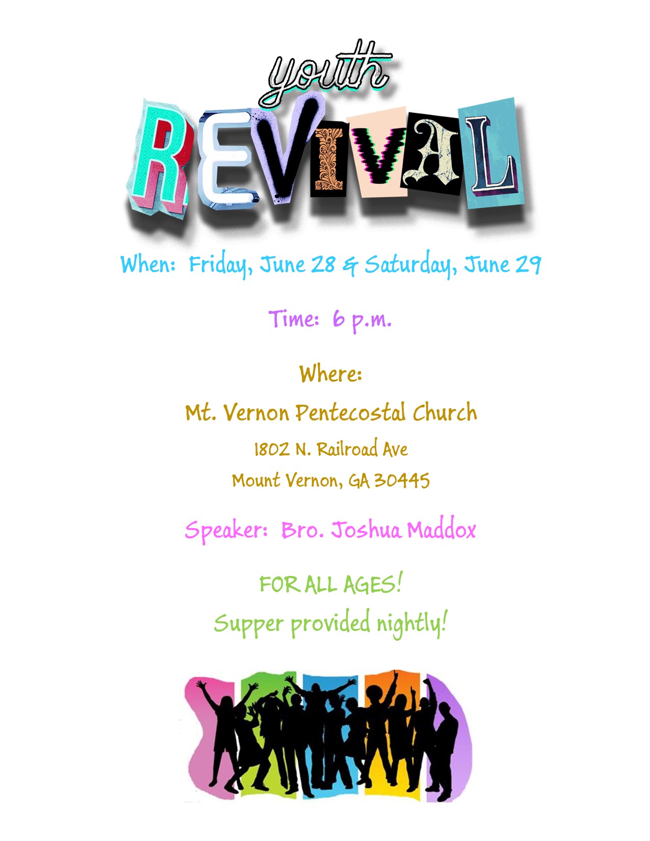 June 28-29--Youth Revival in Mt. Vernon
