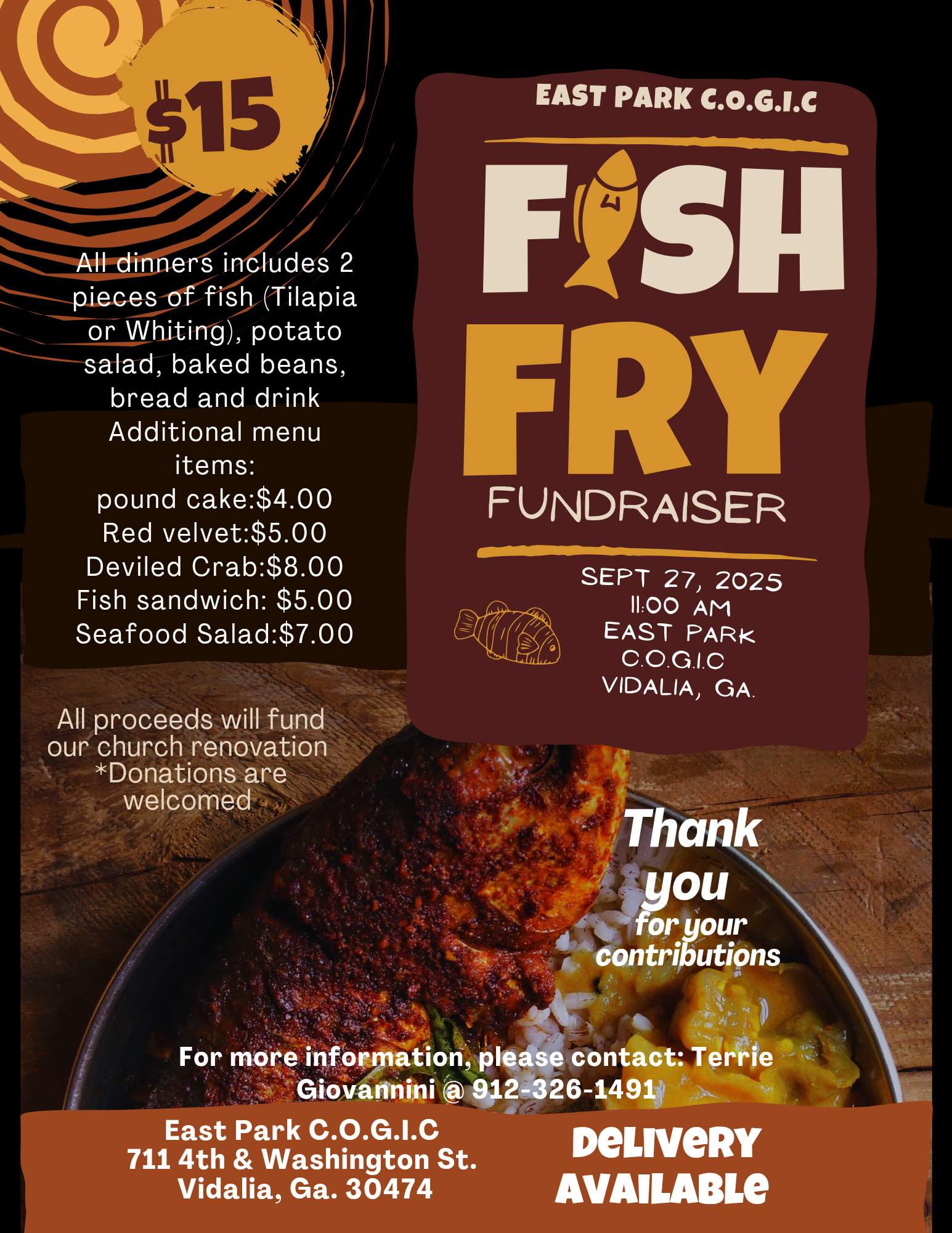 September 27--Benefit Fish Fry in Vidalia
