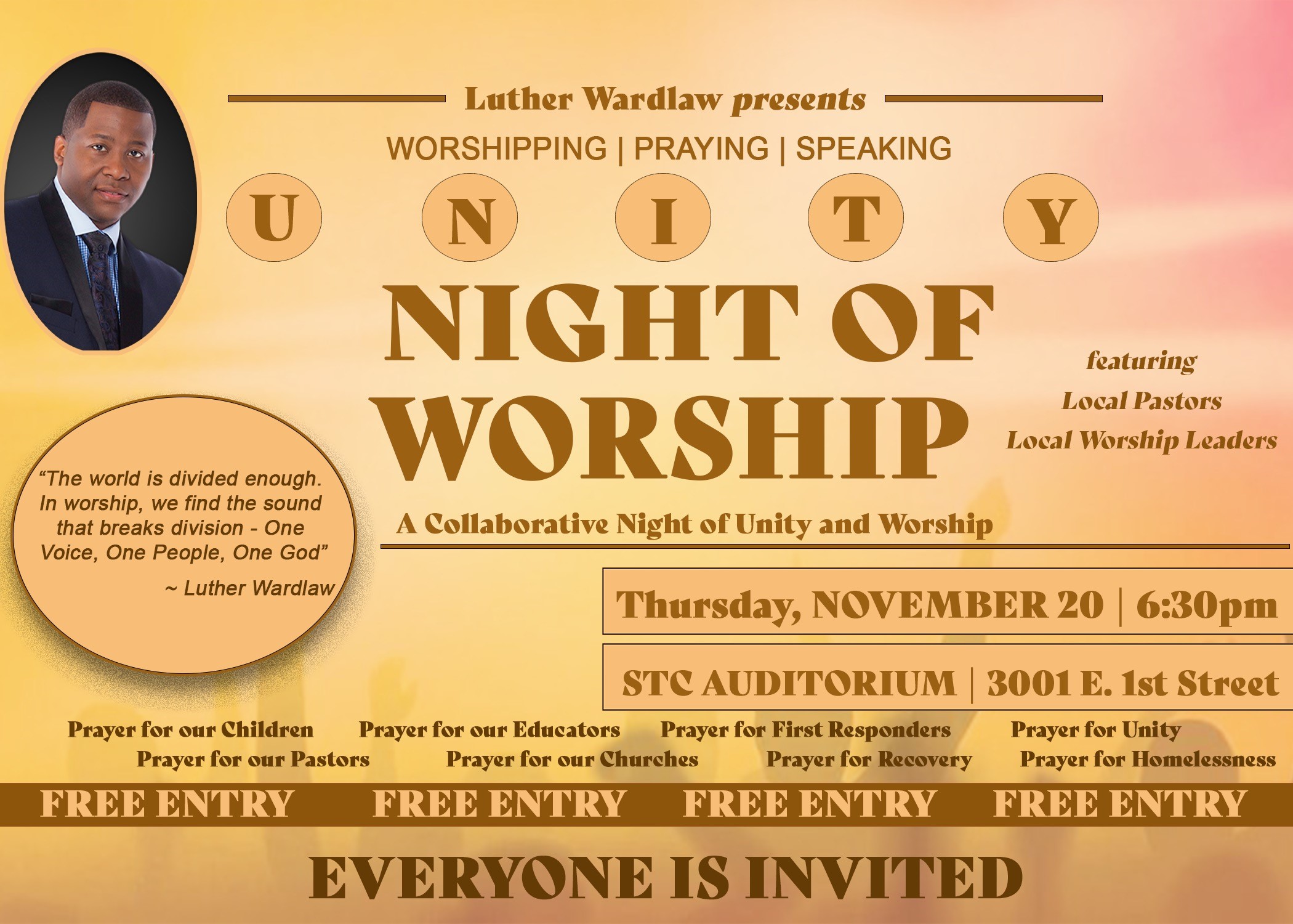 November 20--Unity Night of Worship in Vidalia