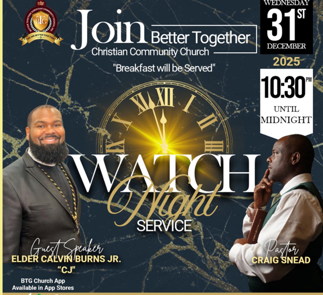 December 31--Better Together Watch Night Service