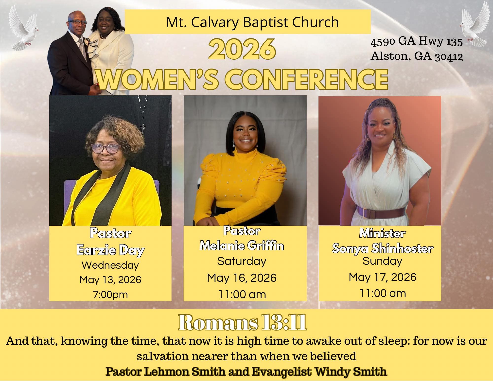 May 13, 16-17--Women’s Conference in Alston