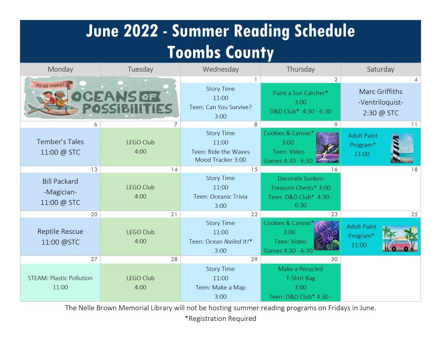 Library Summer Reading Program Schedule - June