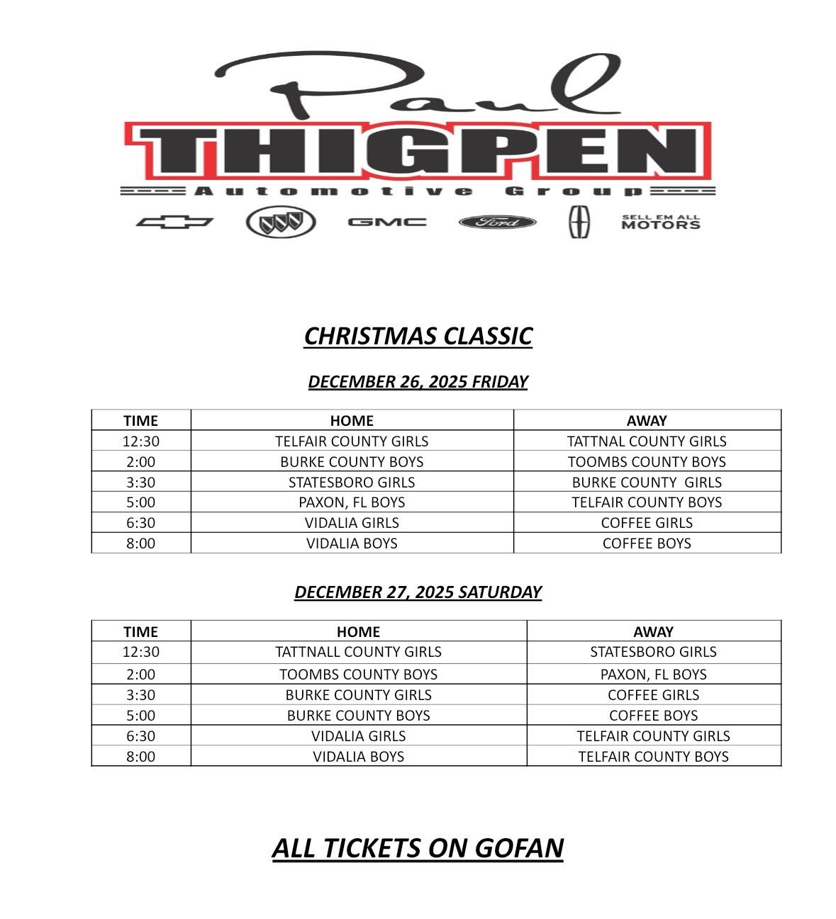 2025 Paul Thigpen Automotive Group Christmas Classic 