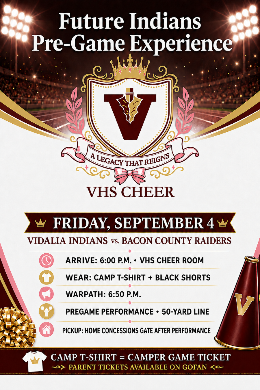 VHS Cheerleaders Welcome Back Future Indians for Pre-Game Experience 
