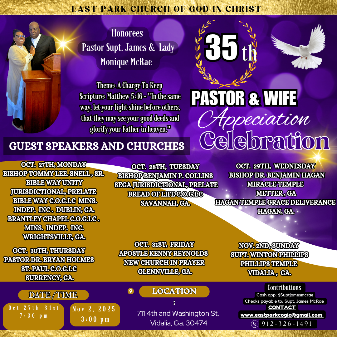 October 27-November 2--Pastor's Appreciation in Vidalia
