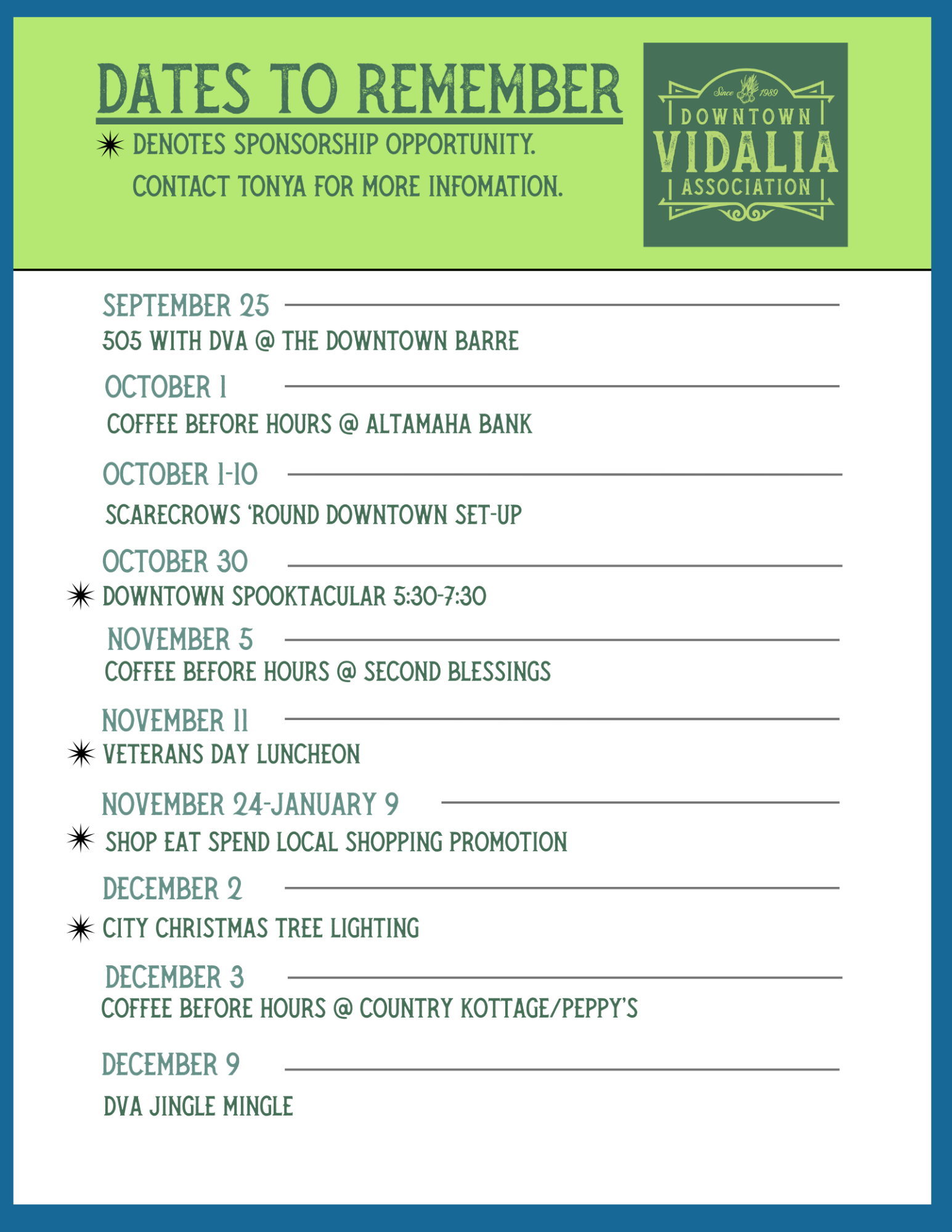 DVA Dates to Remember